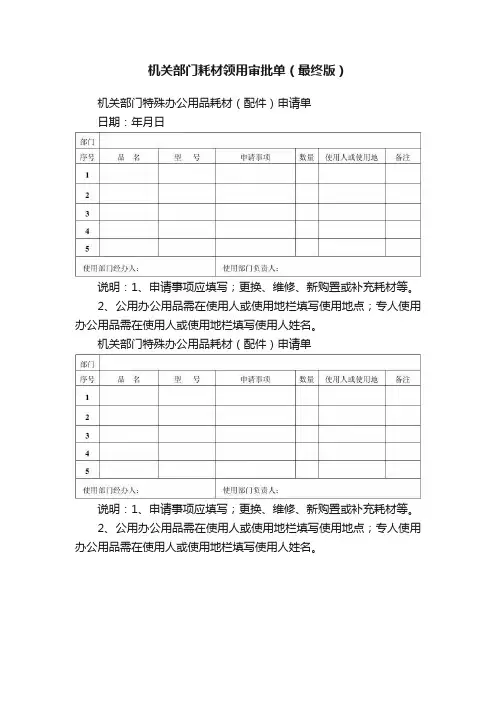 机关部门耗材领用审批单（最终版）