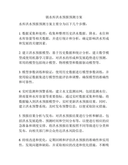 镇水库洪水预报预测方案
