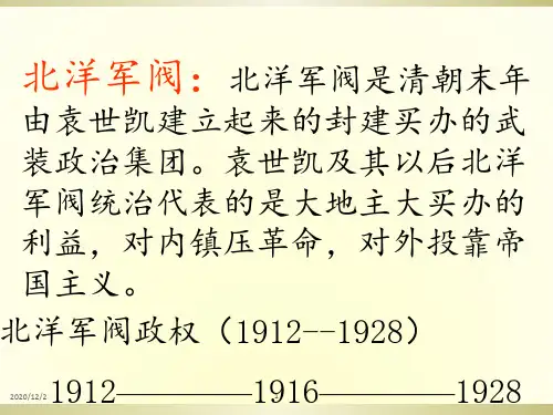 北洋军阀的统治上课用 ppt课件