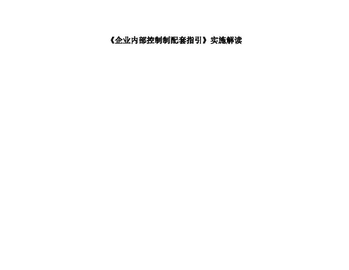 KPMG毕马威内控配套指引讲解