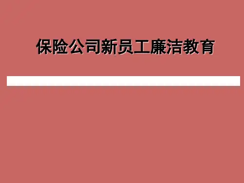 保险公司新员工廉洁教育培训课件