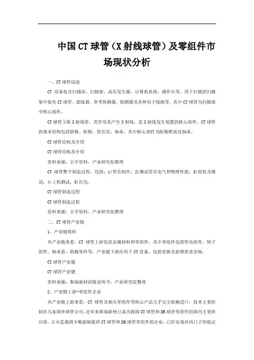 中国CT球管(X射线球管)及零组件市场现状分析