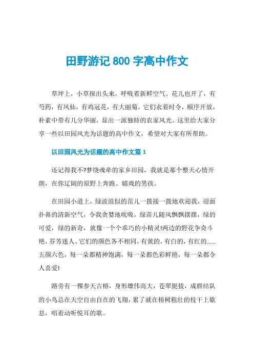 田野游记800字高中作文