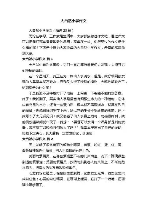 大自然小学作文（精选23篇）