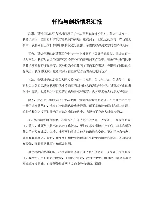 忏悔与剖析情况汇报