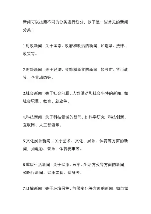 新闻都有哪些分类？