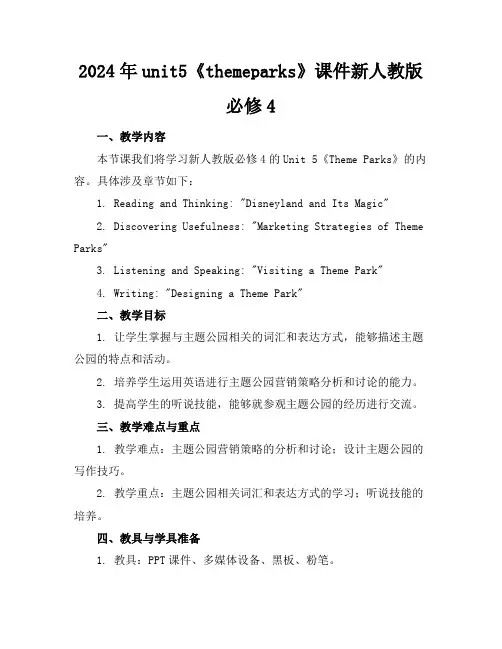 2024年unit5《themeparks》课件新人教版必修4
