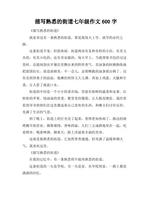 描写熟悉的街道七年级作文600字