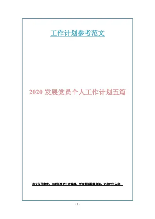 2020发展党员个人工作计划五篇