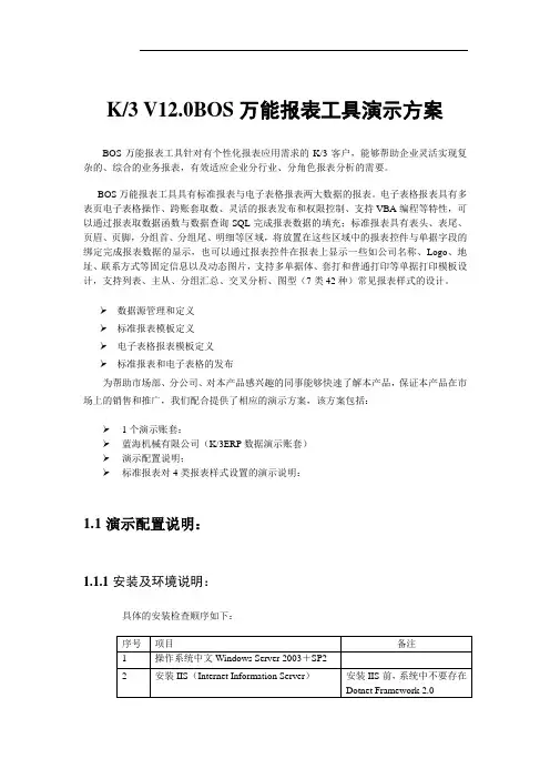 K3V12.0_精益版_BOS万能报表工具演示大纲