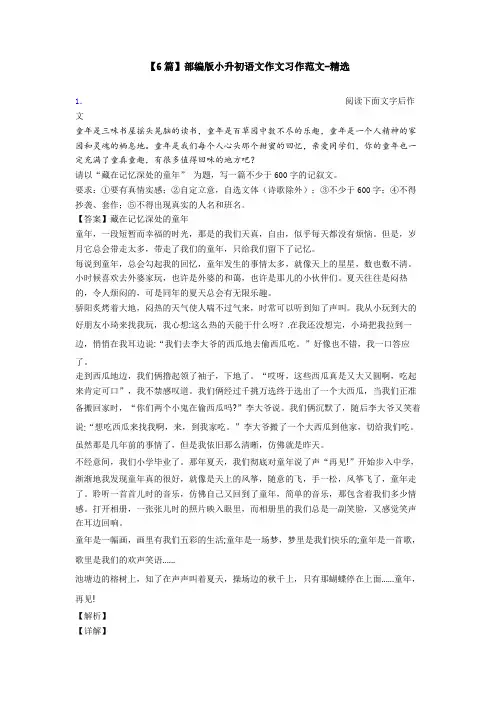 【6篇】部编版小升初语文作文习作范文-精选