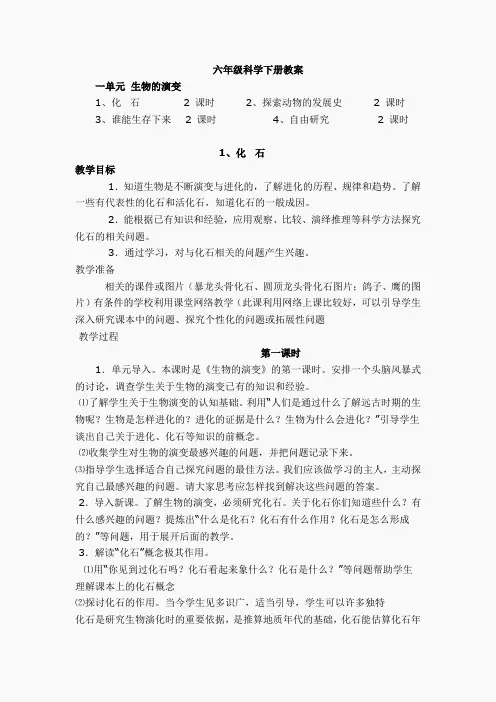 鄂教版六科学下教案(2)