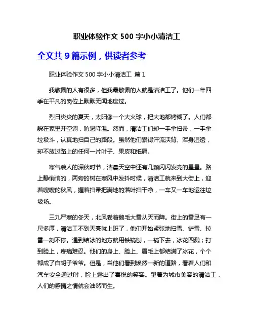 职业体验作文500字小小清洁工