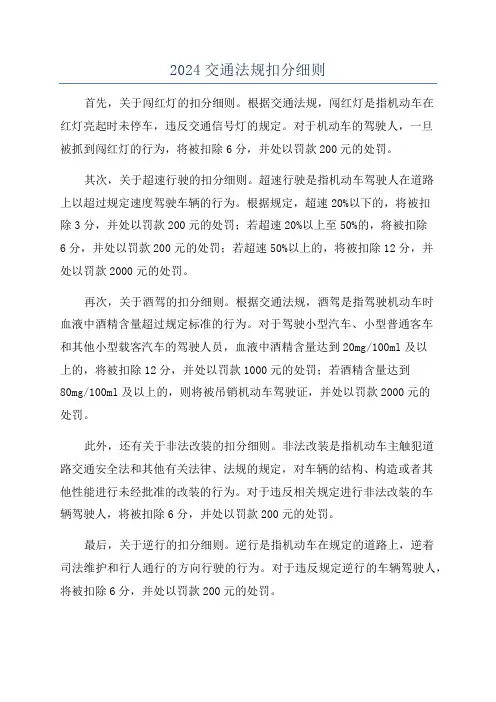 2024交通法规扣分细则