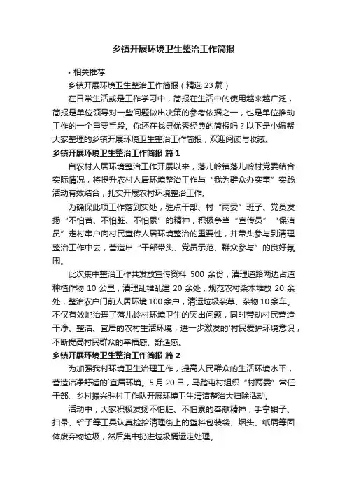 乡镇开展环境卫生整治工作简报