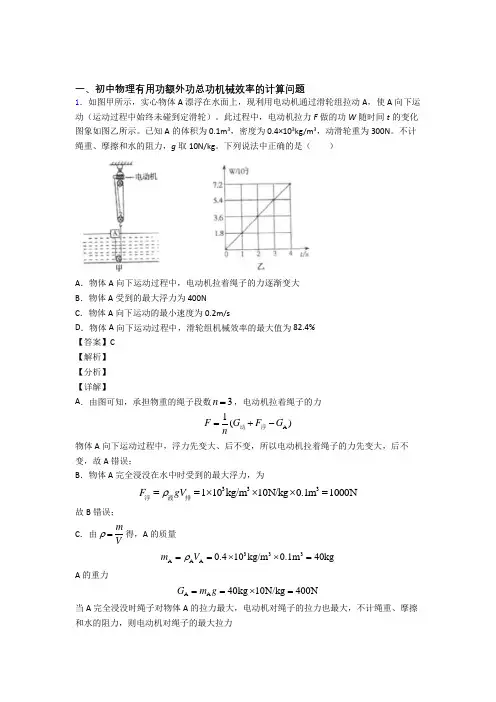 2020-2021备战中考物理(机械效率的计算提高练习题)压轴题训练含答案