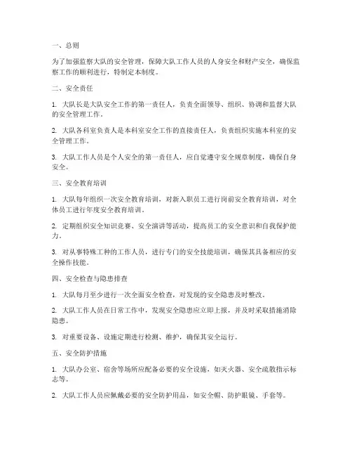 监察大队安全管理制度