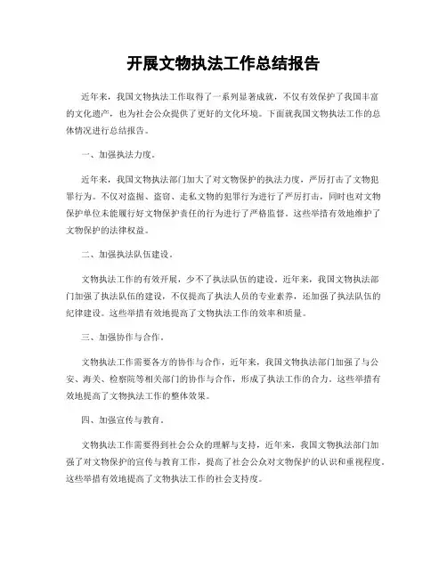 开展文物执法工作总结报告