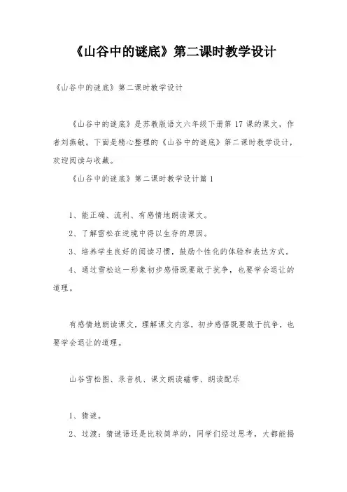 《山谷中的谜底》第二课时教学设计