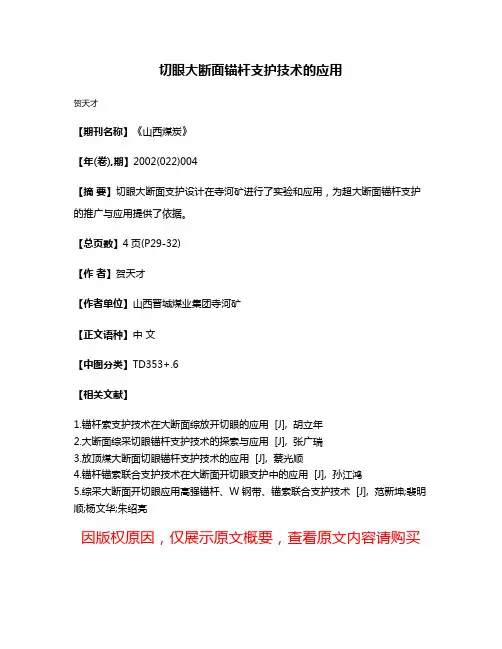 切眼大断面锚杆支护技术的应用