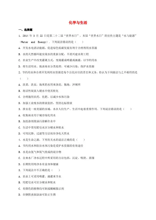 2017年中考化学专题练习 化学与生活(含解析)