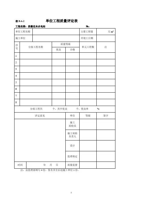 水电工程验收表格