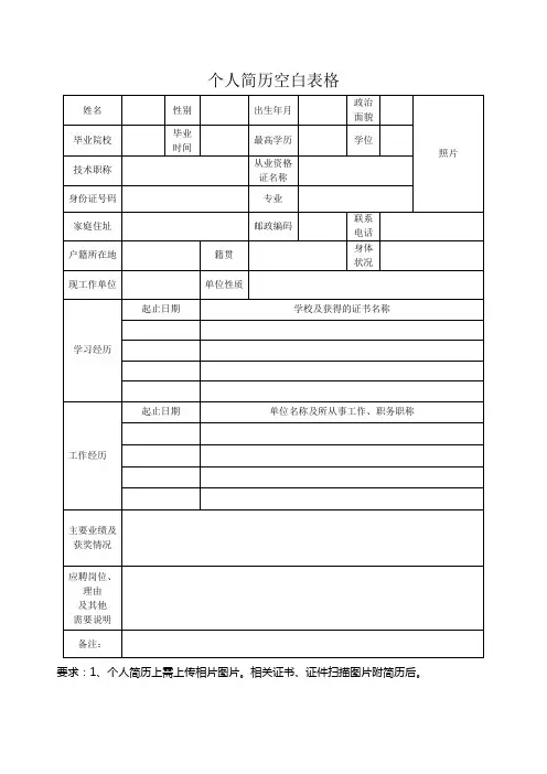 个人空白简历标准表(18)