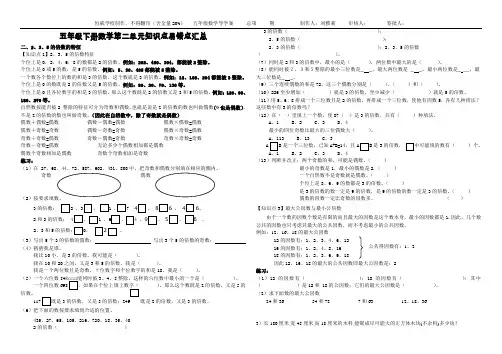 五年级下册数学第二单元知识点易错点汇1