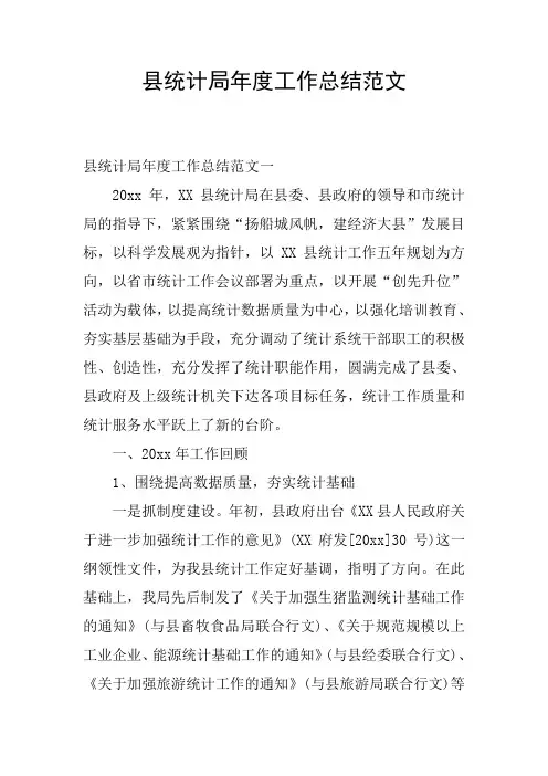 县统计局年度工作总结范文