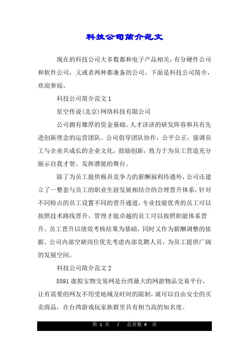 科技公司简介范文.doc