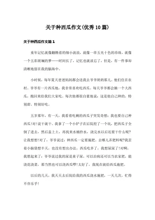 关于种西瓜作文(优秀10篇)