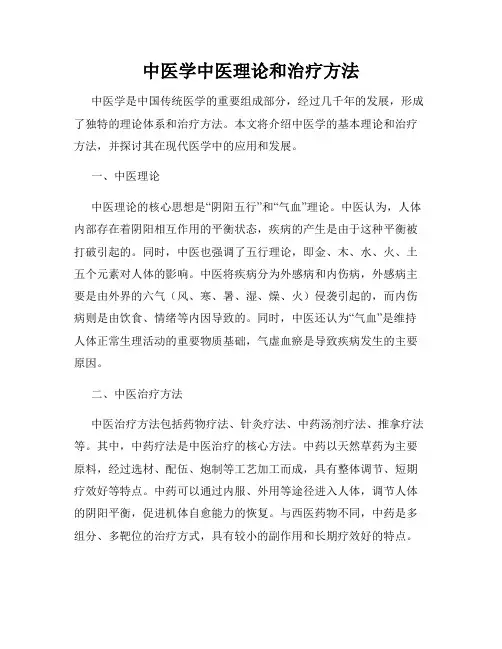 中医学中医理论和治疗方法