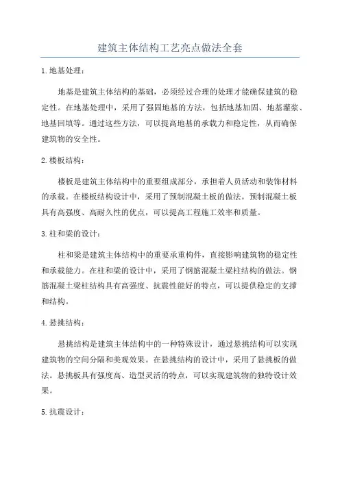 建筑主体结构工艺亮点做法全套