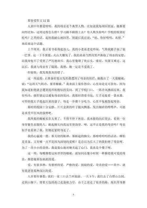 精选那份爱作文11篇