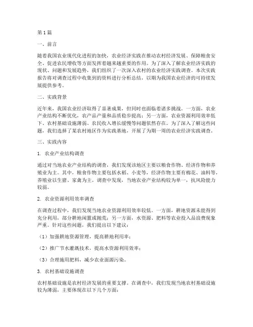 农业经济实践报告总结(2篇)