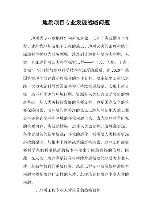 地质项目专业发展战略问题
