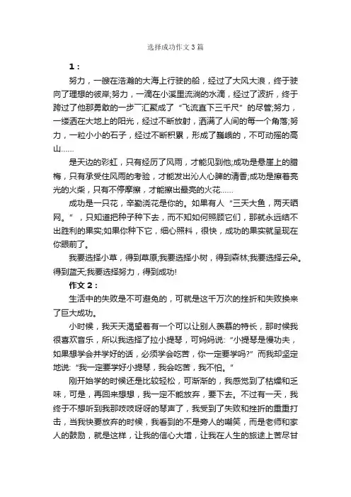 选择成功作文3篇_成功励志