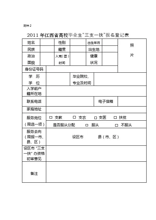 三支一扶表格