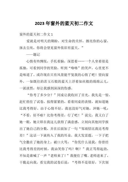 2023年窗外的蓝天初二作文