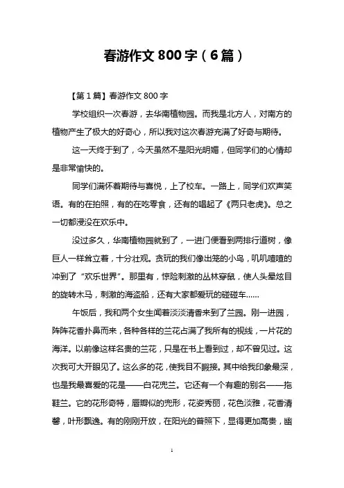 春游作文800字(6篇)