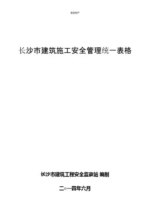 长沙市建筑施工安全管理统一表格 【精】企业安全生产规范化方案细则制度应急预案等