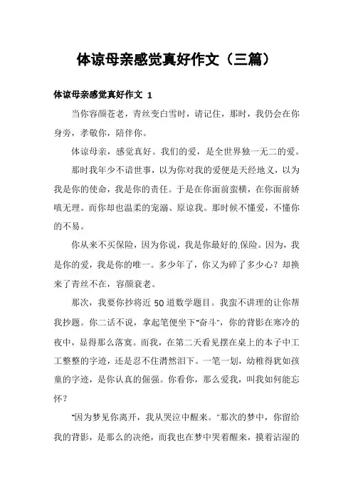 体谅母亲感觉真好作文(三篇)