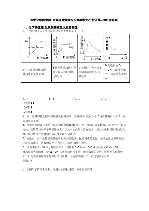 初中化学图像题 金属及酸碱盐反应解题技巧分析及练习题(含答案)