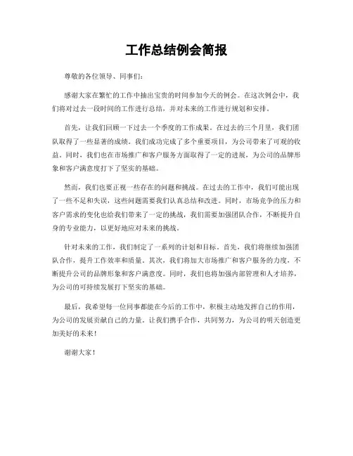 工作总结例会简报