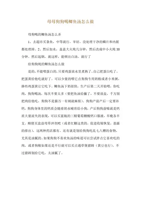 母母狗狗喝鲫鱼汤怎么做