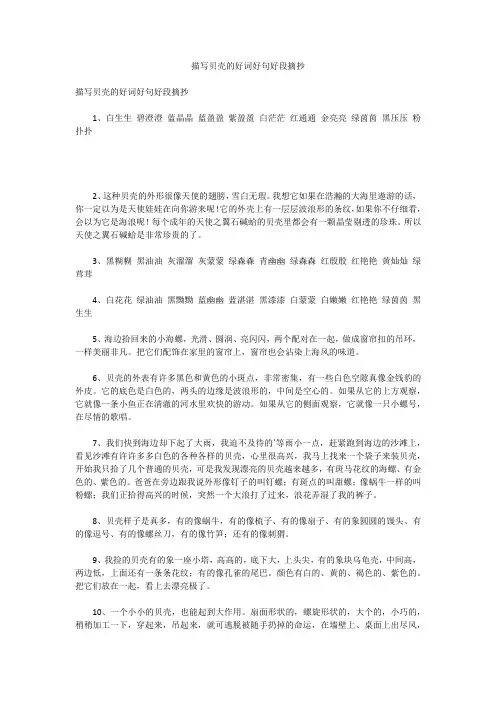 描写贝壳的好词好句好段摘抄