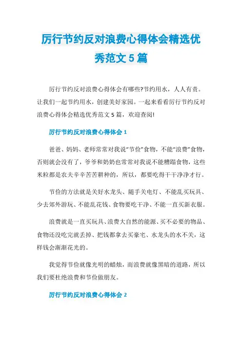 厉行节约反对浪费心得体会精选优秀范文5篇
