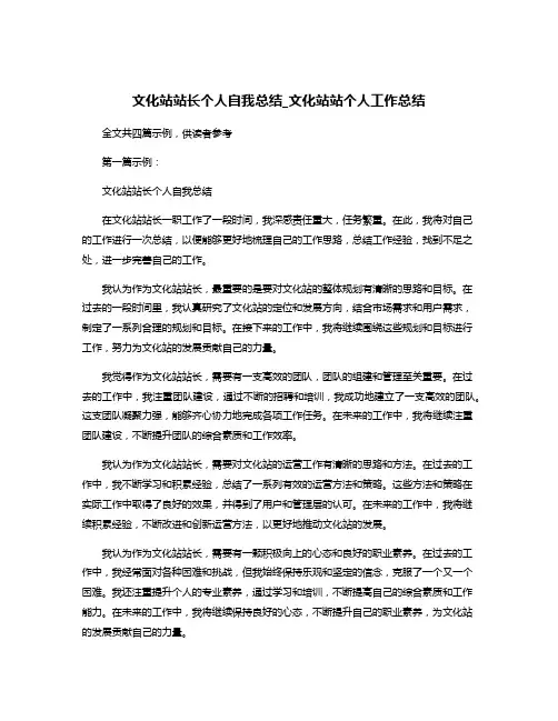 文化站站长个人自我总结_文化站站个人工作总结