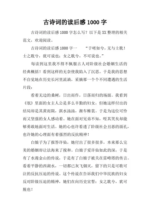 古诗词的读后感1000字