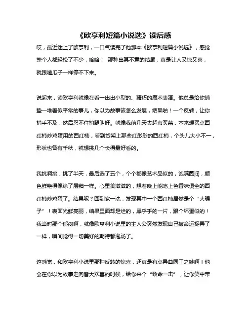 作文《《欧亨利短篇小说选》读后感》